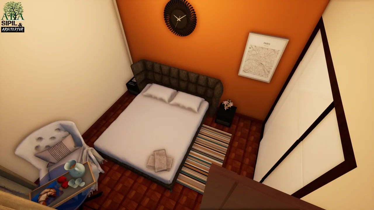 rumah kontemporer master bedroom