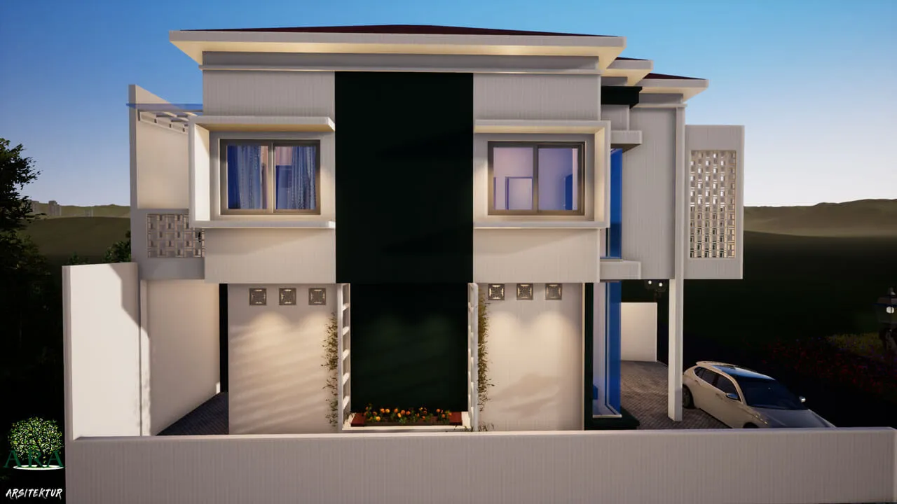 rumah kontemporer tampak samping